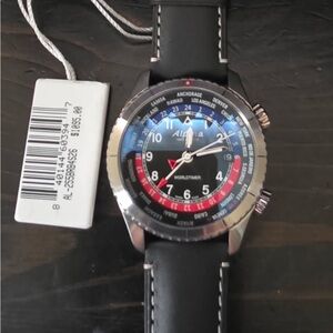 Alpina Worldtimer Watch with Black Leather Strap